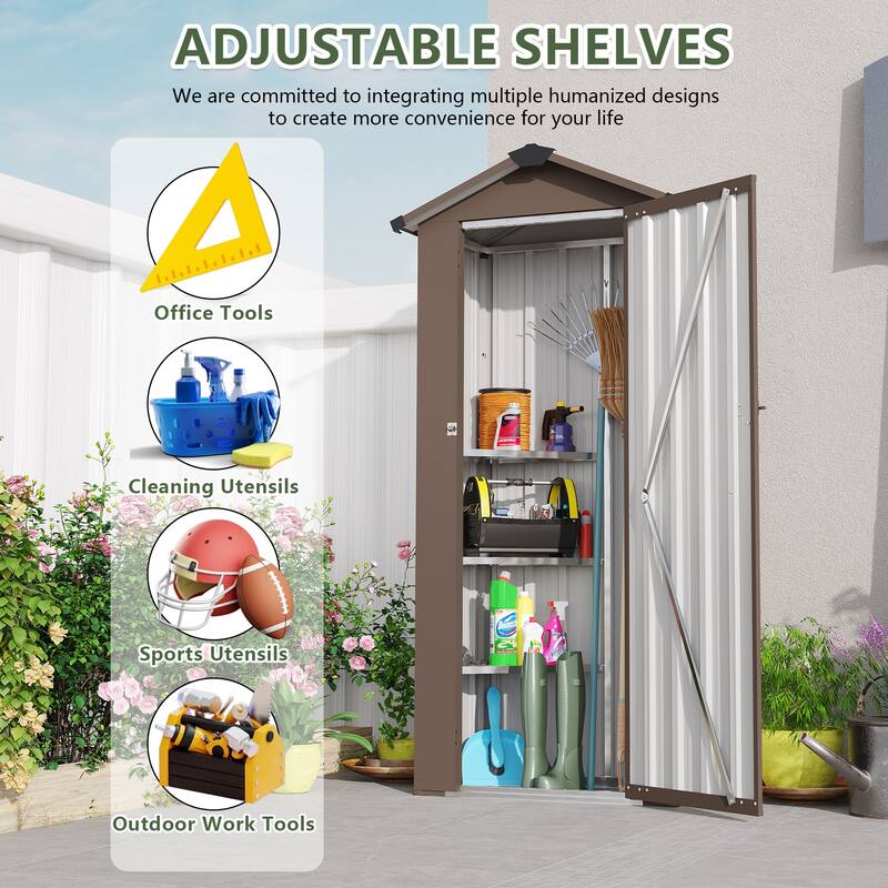 Galvanized Iron Garden Shed Tool Shed with Waterproof Lock & Stylish Design Outdoor Storage Shed for Backyard