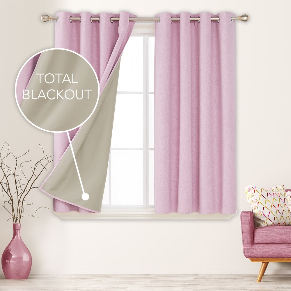 Deconovo Faux Linen Total Blackout Grommet Curtain (2 Panels)