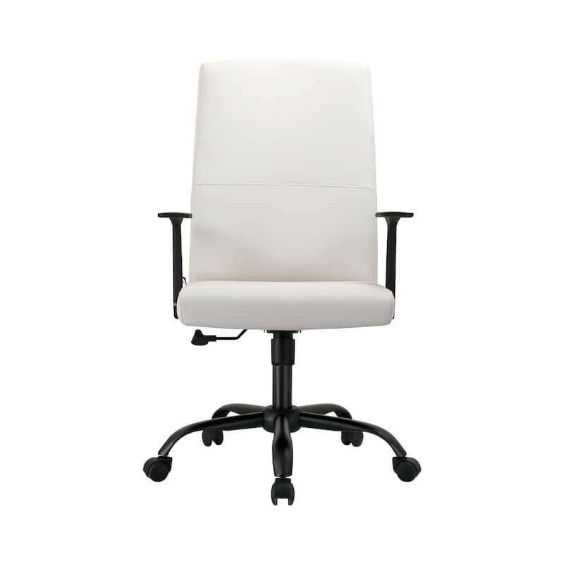 LeisureMod Evander Faux Leather Office Chair in Aluminum with Adjustable Height