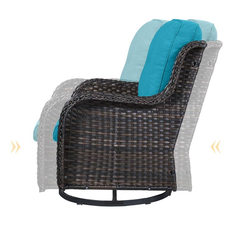 ArcoBay Wicker PE Rattan Outdoor Patio Swivel Glider Chairs with 4'' Olefin Cushions (2-Pack)