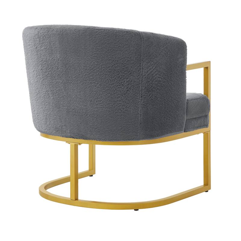 Modern Accent Chair Cozy Armchair Upholstered Reading Chair with Gold Metal Frame Living Room, Bedroom, or Office