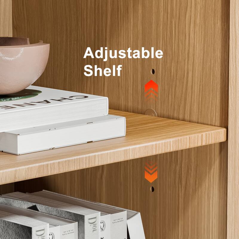 Wooden Accent Cabinet Storage Modern Sideboard Buffet Cabinet with Adjustable Shelf for Living Room Dining Room Entryway