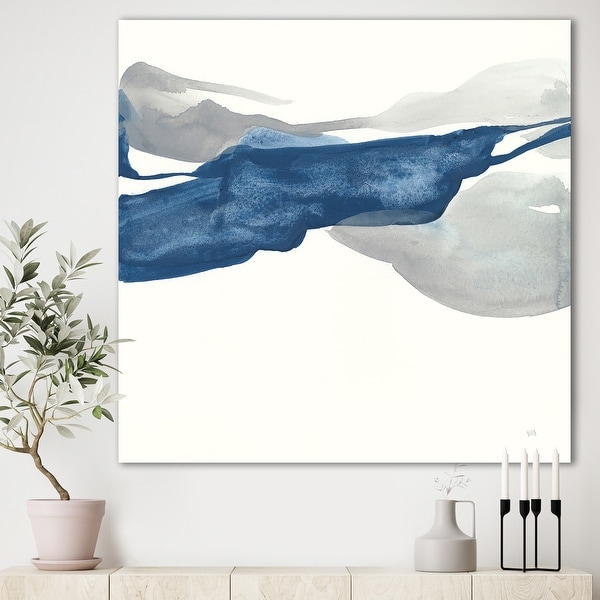 Designart 'Gouache Sapphire on Gray II' Modern & Transitional Gallery-wrapped Canvas. Opens flyout.