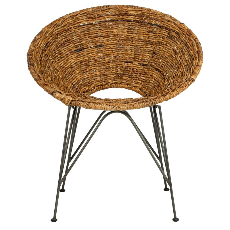 SAFAVIEH Musema Grey Wash / Dark Steel Rattan Accent Chair - 31.9" x 28" x 24" - Natural/Dark Steel