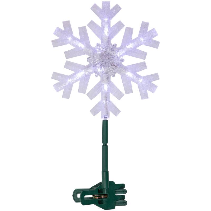 14.75" LED Clip-On Snowflake Christmas Tree Topper, White Lights