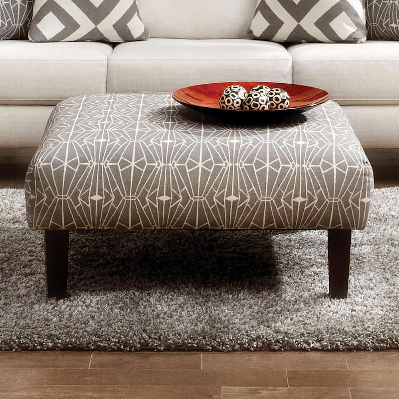 Cara Contemporary Taupe Fabric Cocktail Ottoman by Furniture of America - Ivory