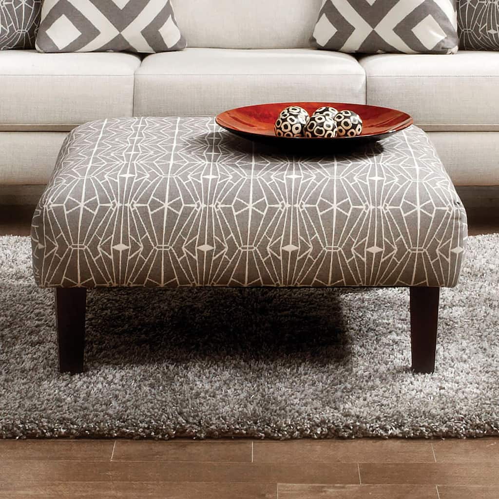 Cara Contemporary Taupe Fabric Cocktail Ottoman by Furniture of America