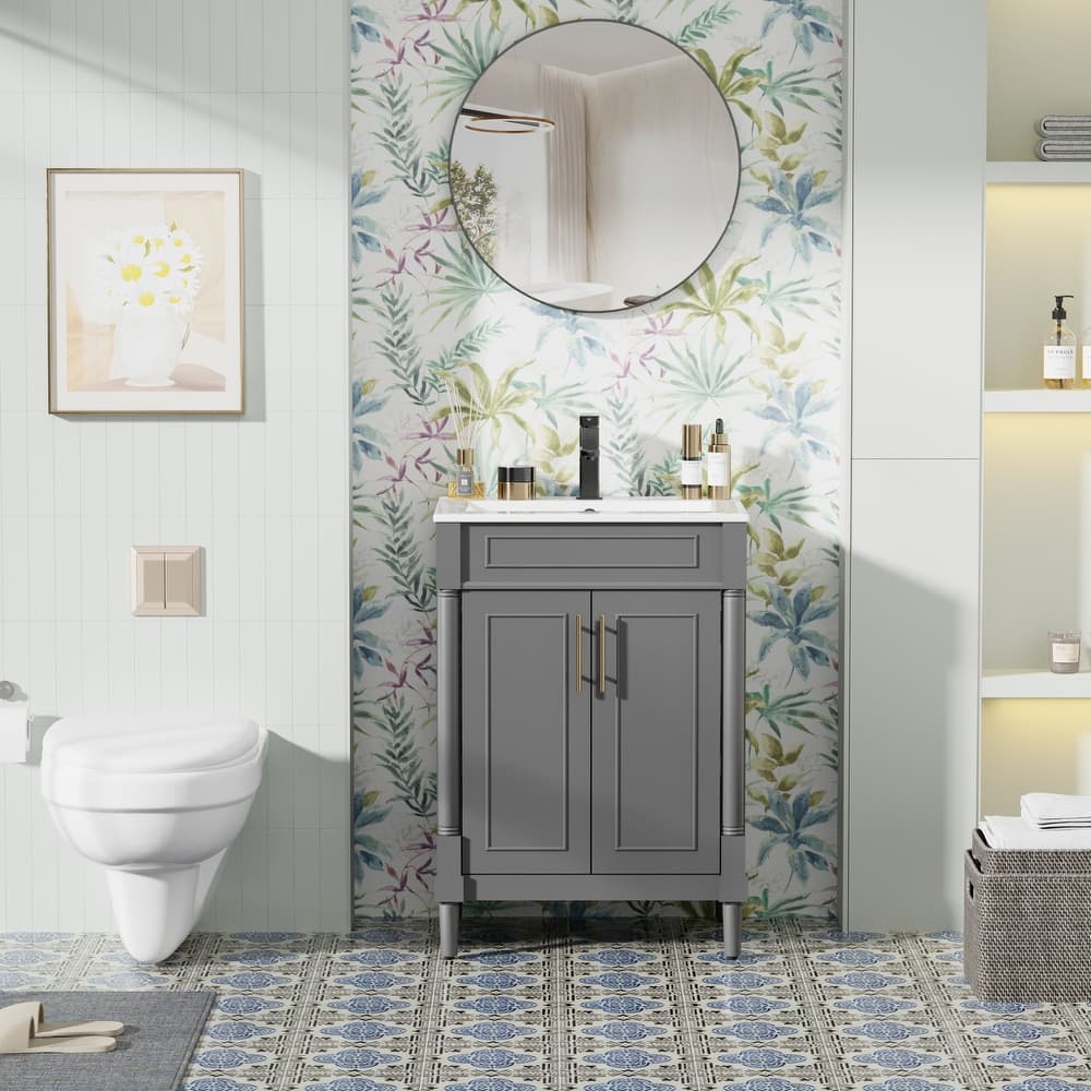 24"/30"/36" Retro Bathroom Vanity W/ Drop in Sink Combo Cabinet Set