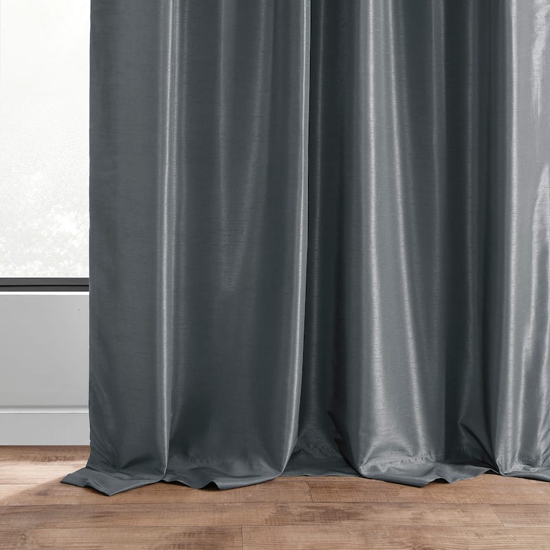 Exclusive Fabrics Vintage Textured Faux Dupioni Silk Room Darkening Curtains (1 Panel)