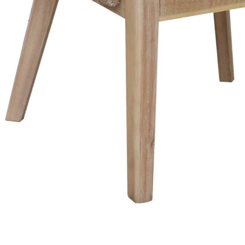 Dexi 24 Inch Set of 2 Dining Chairs, Acacia Wood Frame, Beige Woven Rope