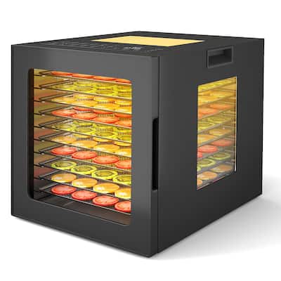 10-Tray Stainless Steel Food Dehydrator with LED Display, 360° Airflow & Presets - 12.99" x 15.67" x 13.98"