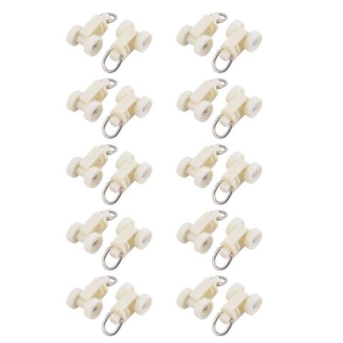 Plastic Double Wheel Curtain Track Roller Glider Carrier 1.2"Height 20pcs - Beige,Silver Tone - 0.6" x 0.4" x 1.2"(L*W*H)