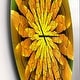 preview thumbnail 3 of 8, Designart 'Bright Yellow Fractal Flower on Green' Oversized Modern Wall CLock