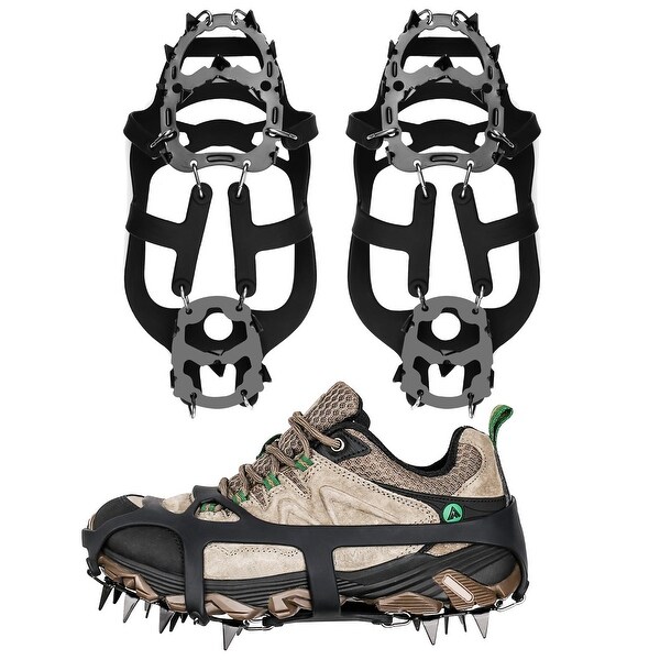Pair Ice Snow Climbing Anti-slip Shoes Covers Spike Cleats Crampons 18 Teeth 
