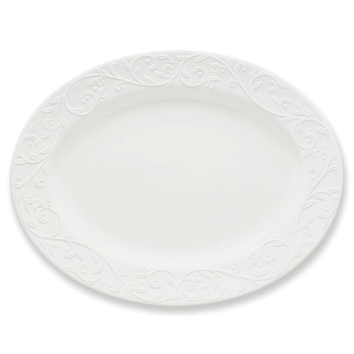 Opal Innocence Carved 16" Oval Serving Platter White