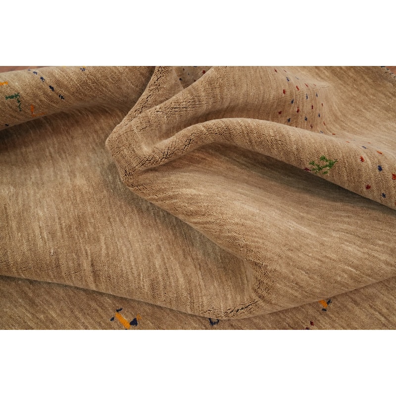 Hand Knotted Oriental 100% Wool Carpet Tribal Animal Pictorial Brown Gabbeh Area Rug - 9' 6'' X 9' 10''