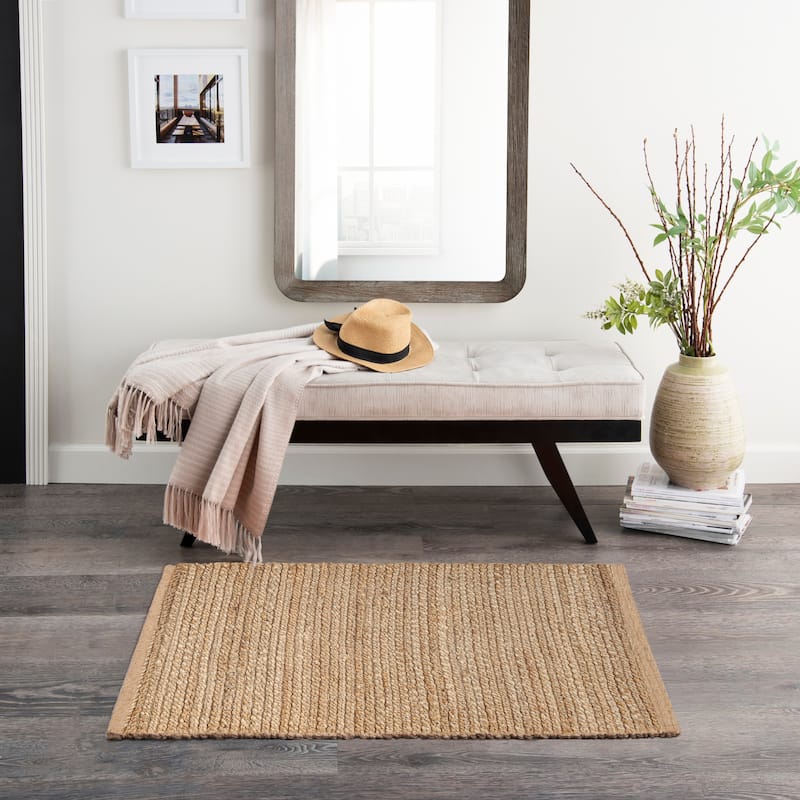 Nourison Natural Jute Indoor only Solid Area Rug - 3' x 5' - Natural