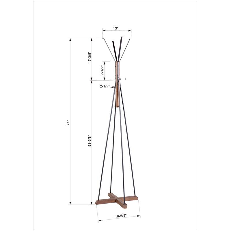Reclaimed Wood Coat Rack Freestanding Coat Rack with 8 Hooks and Cross Wood Base, for Bedroom, Living Room