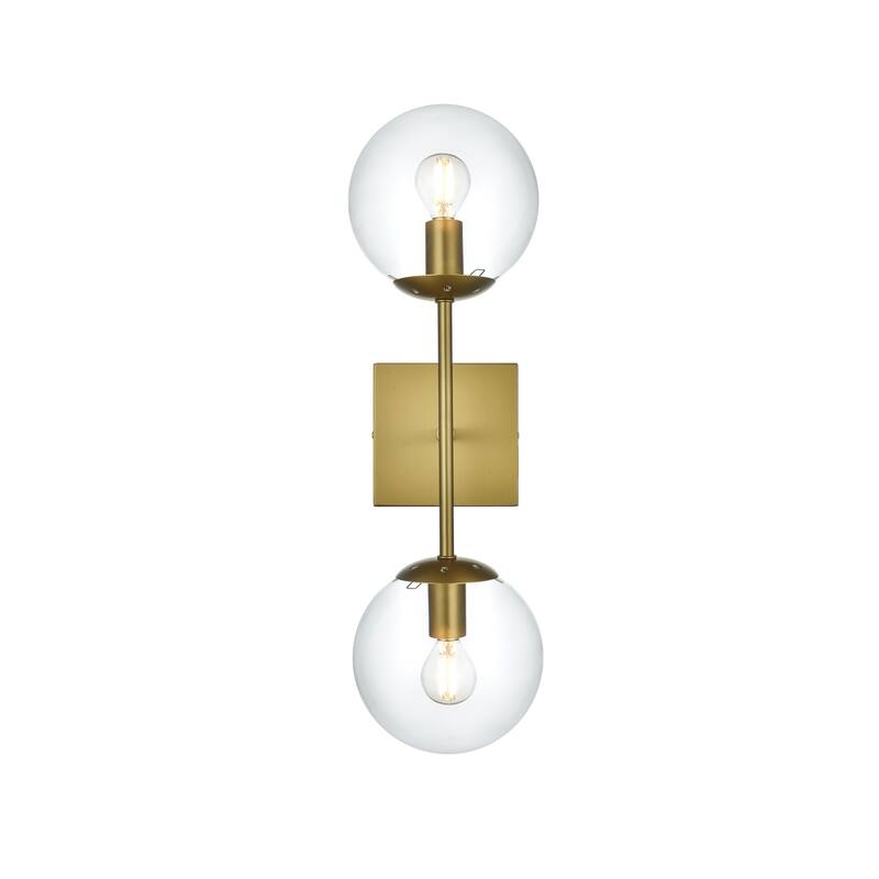 Nina 2 Light Clear Glass Wall Sconce