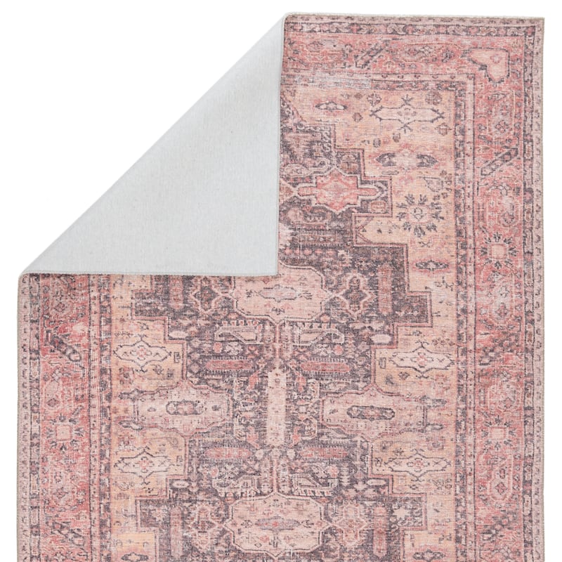 Cosima Machine Washable Medallion Pink/ Dark Purple Area Rug