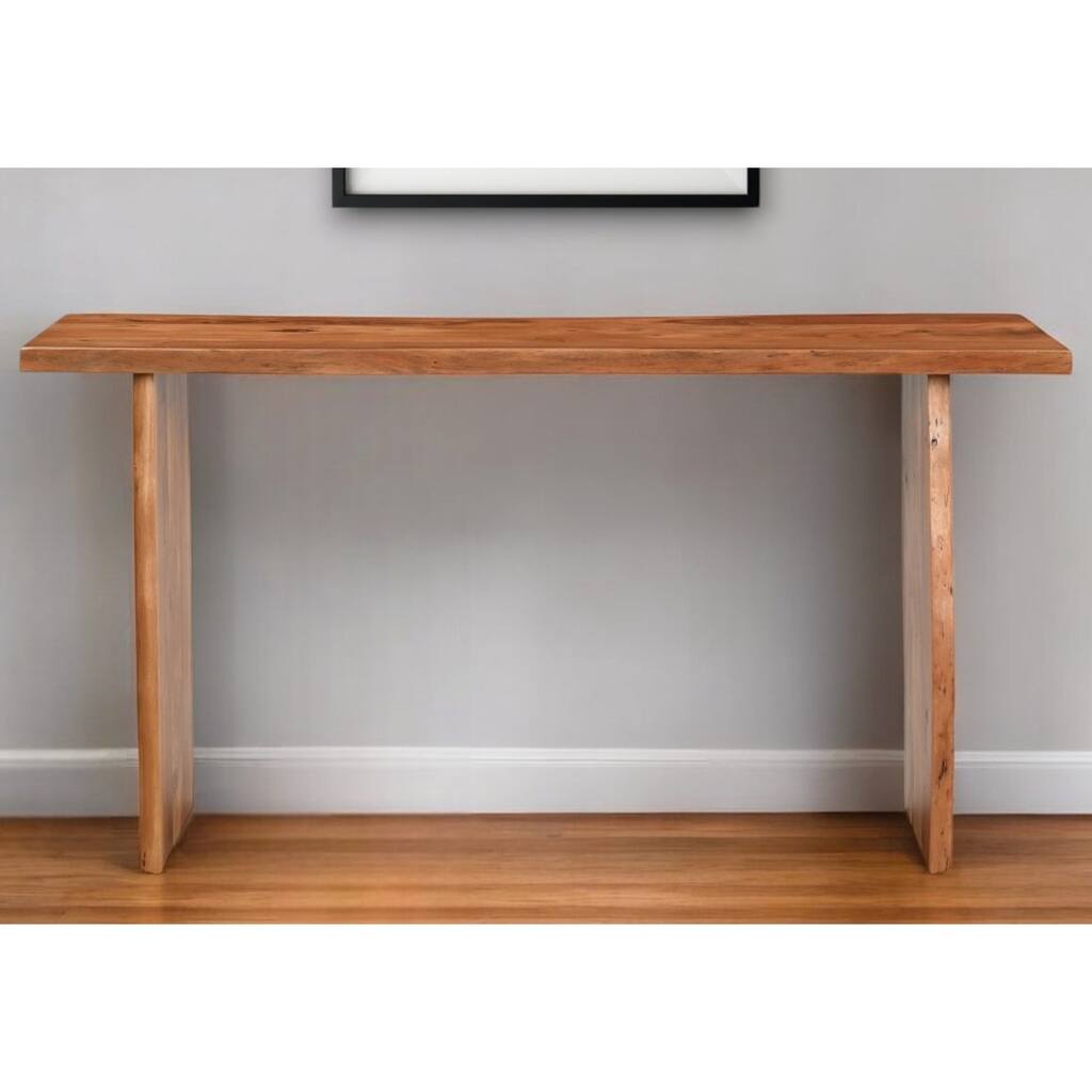 HomeRoots 57" Chestnut Solid Wood Sled Console Table - 57