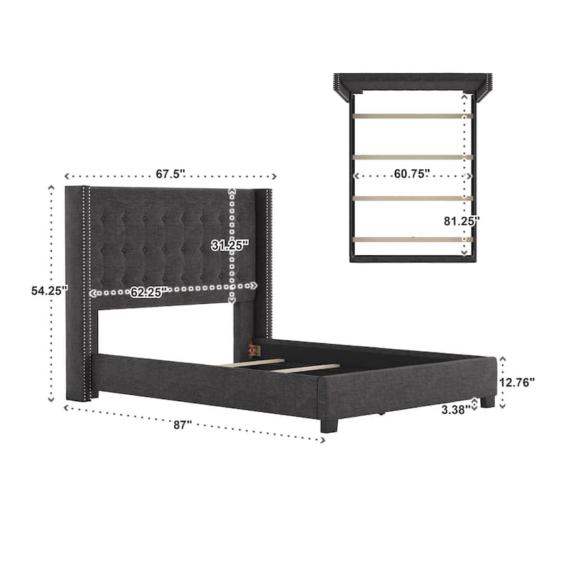 Melina Tufted Linen Wingback Platform Bed by iNSPIRE Q Bold