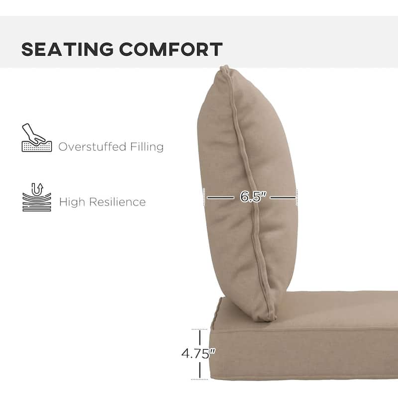 Outsunny 4-Piece Patio Chair Cushion and Back Pillow Set, Seat Replacement Patio, Cushions Set for Outdoor Garden Furniture