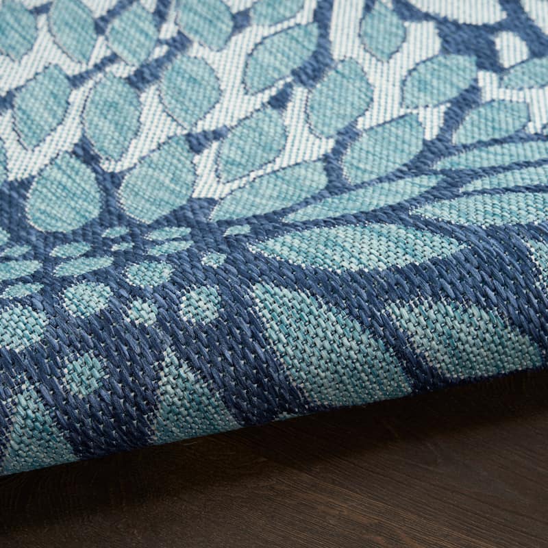 Nourison Garden Oasis Indoor/Outdoor Blue Floral Tropical Area Rug