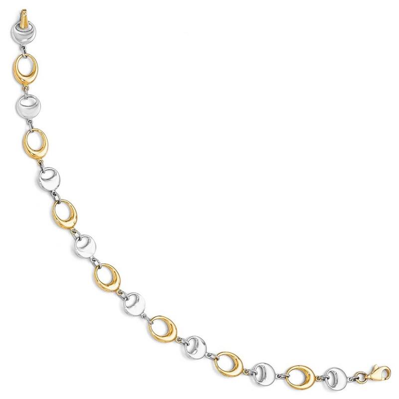 Curata 14k Two Tone Gold Polished Link Bracelet 7.75 Inch