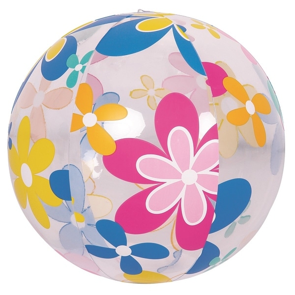 20" Colorful 6-Panel Flower Print Inflatable Beach Ball Swimming Pool Toy