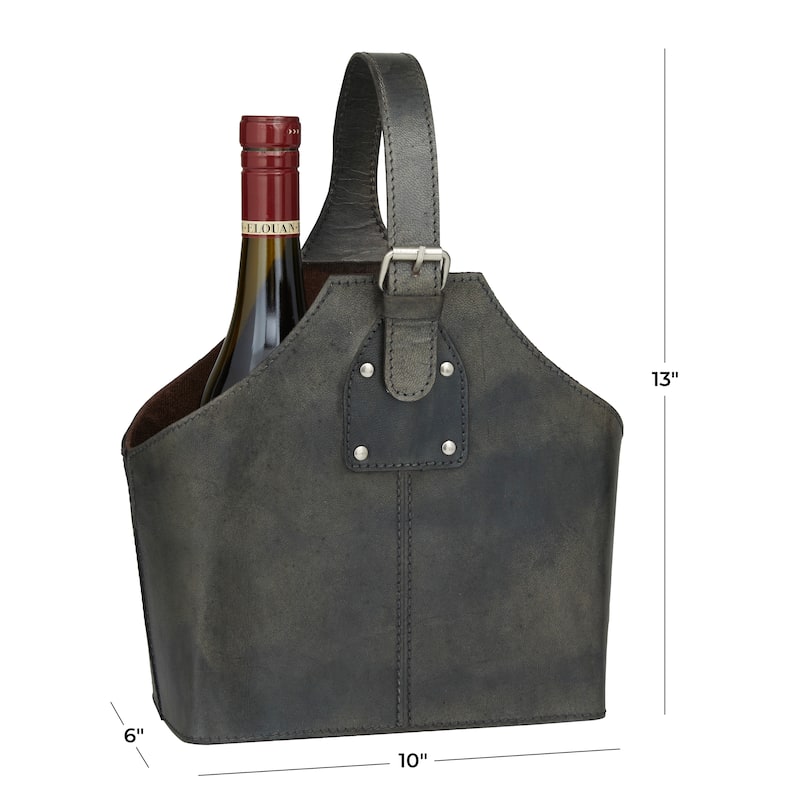 Leather 2 Bottle Wine Holder with Carrying Handle - Bed Bath & Beyond ...