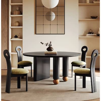 Vivan Round Solid Wood Top Dining Table