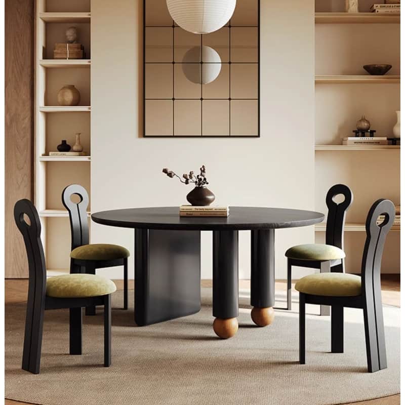 Vivan Round Solid Wood Top Dining Table