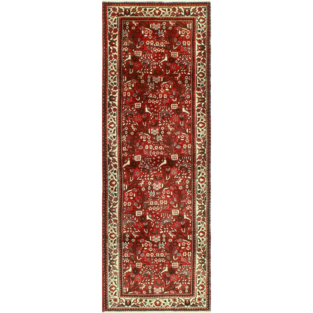 Noori Rug Fine Vintage Distressed Notoriou Burgundy/Ivory Runner - 3'4" x 9'10"