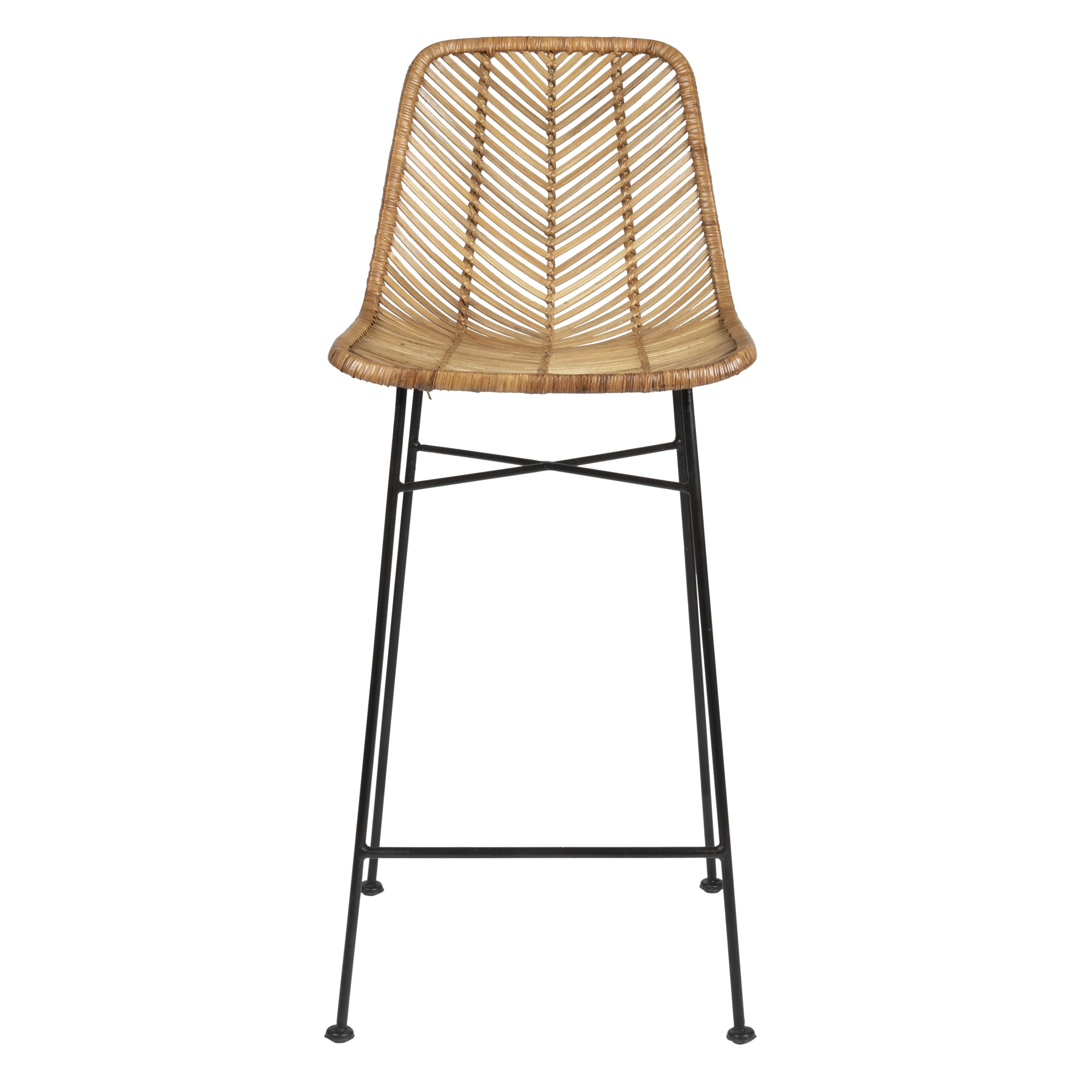 Rattan and shop metal counter stools