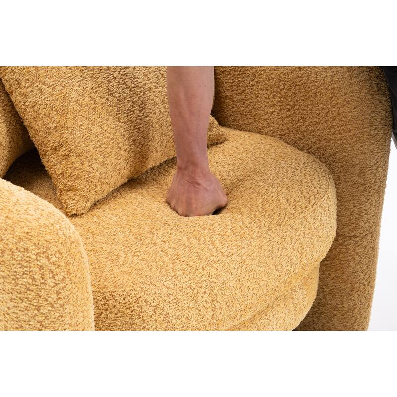 Chenille Round Corner Accent Chairs with Ergonomic Support and Tool-Free Assembly