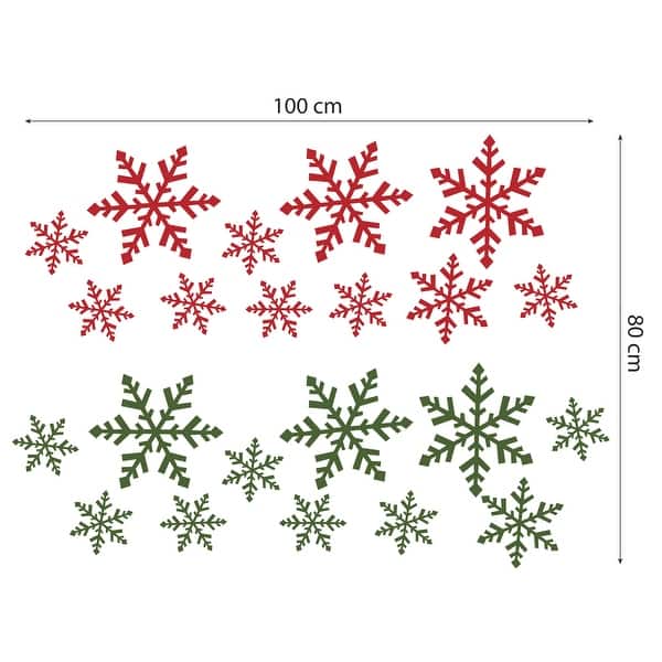 dimension image slide 0 of 2, Walplus Christmas Red Green Snowflakes Windows Wall Stickers Decor DIY
