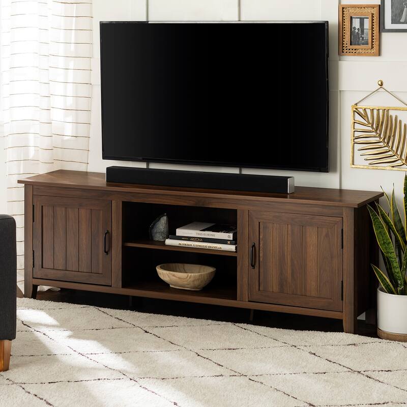 Rustic 70" TV Stand with Grooved Doors for TVs Up to 85" - Perfect for Modern Farmhouse Decor