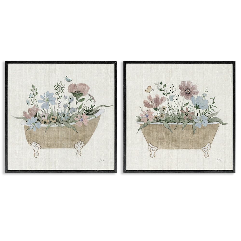 Stupell Rustic Florals in Bathtubs Framed Giclee Art Design By Tava Studios (Set of 2)