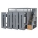 preview thumbnail 26 of 38, Twin Size Loft Bed with Large Pull-Out Wardrobes and Two-Tone Storage Stairs, Solid Wood Loft Bedframe with Storage Shelves