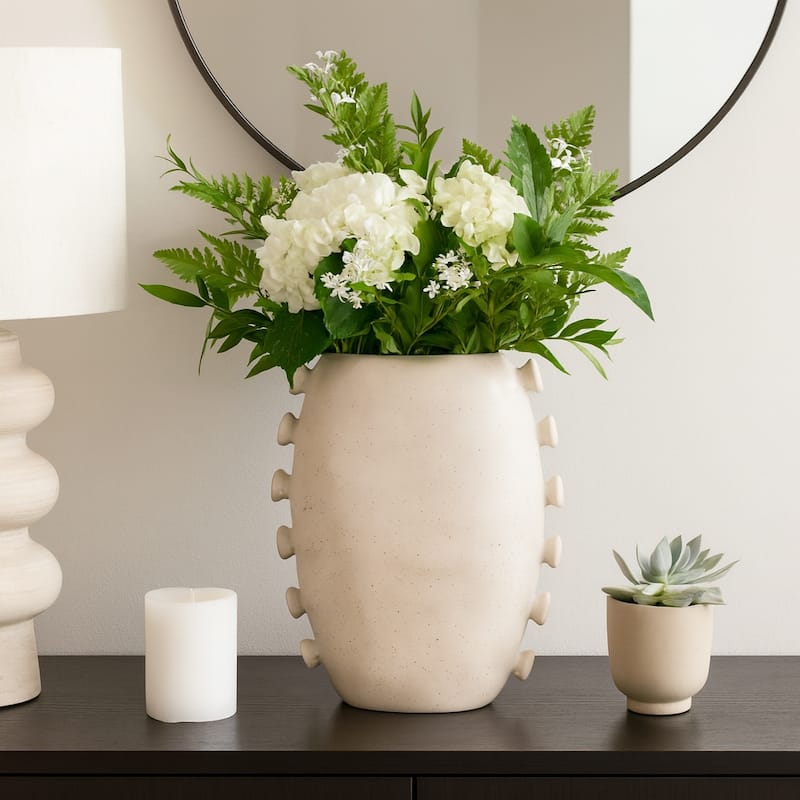 Sculptural Flower Vase with Unique Side Detailing - Ivory