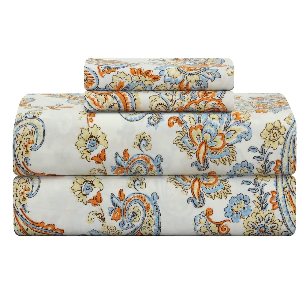 300 Thread Count Cotton Sateen Weave Printed Sheet Set