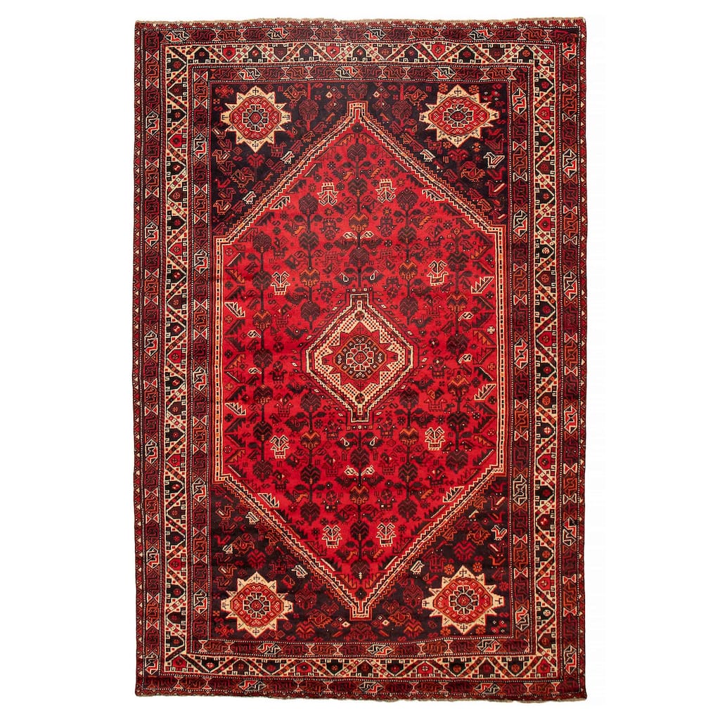 ECARPETGALLERY Hand-knotted Melis Red Wool Rug - 6'8 x 9'9