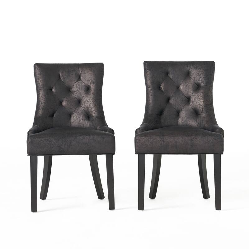 Tufted Backrest Dining Chair with Tapered Legs,Set of 2