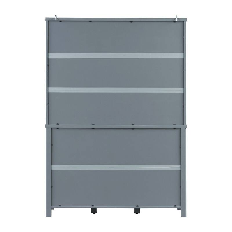 Farmhouse 74.8"Tall Freestanding Kitchen Pantry with Door Shelves,Adjustable Shelves, Pull-out Trays and Drawers