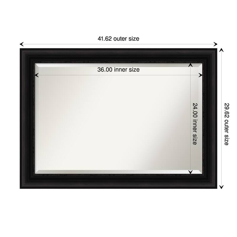 Beveled Wall Mirror - Parlor Black Frame - 41.5 x 29.5-inch - Parlor Black