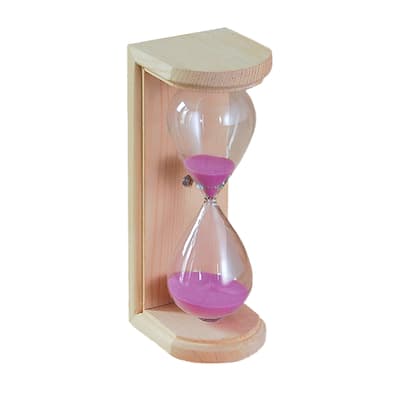 ALEKO Handcrafted Pine Wood Wall-Mounted 15 Minute Pink Sand Timer for Sauna