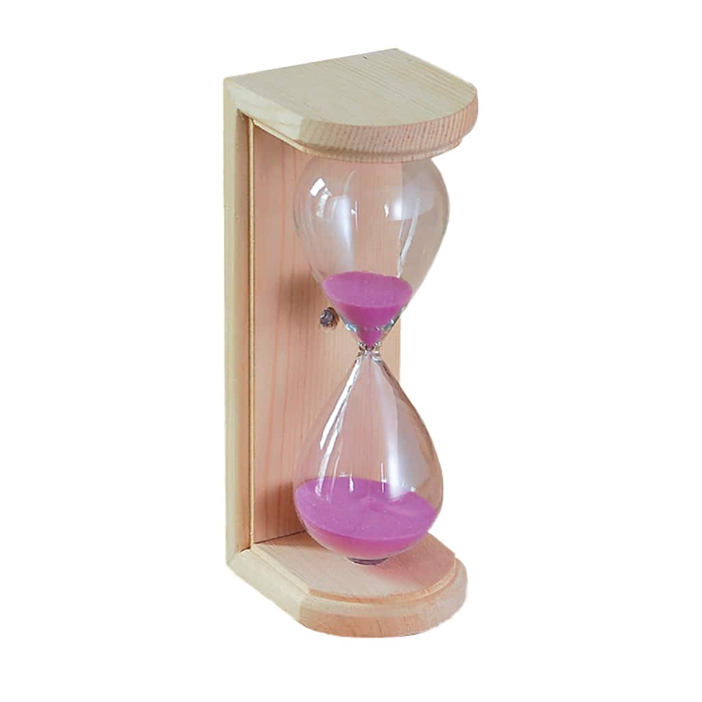 ALEKO Handcrafted Pine Wood Wall-Mounted 15 Minute Pink Sand Timer for Sauna