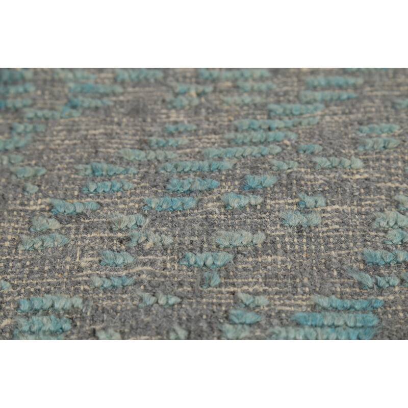 All-Over Gray & Blue Moroccan Abstract Area Rug Handmade Wool Carpet - 4'11"x 8'0"