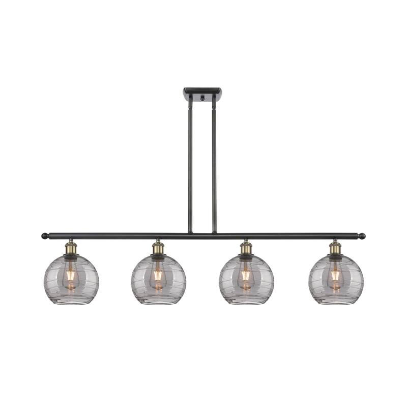 Innovations Lighting 516-4I 10 48 Athens Deco Swirl Chandelier Athens - Black Antique Brass / Light Smoke Deco Swirl